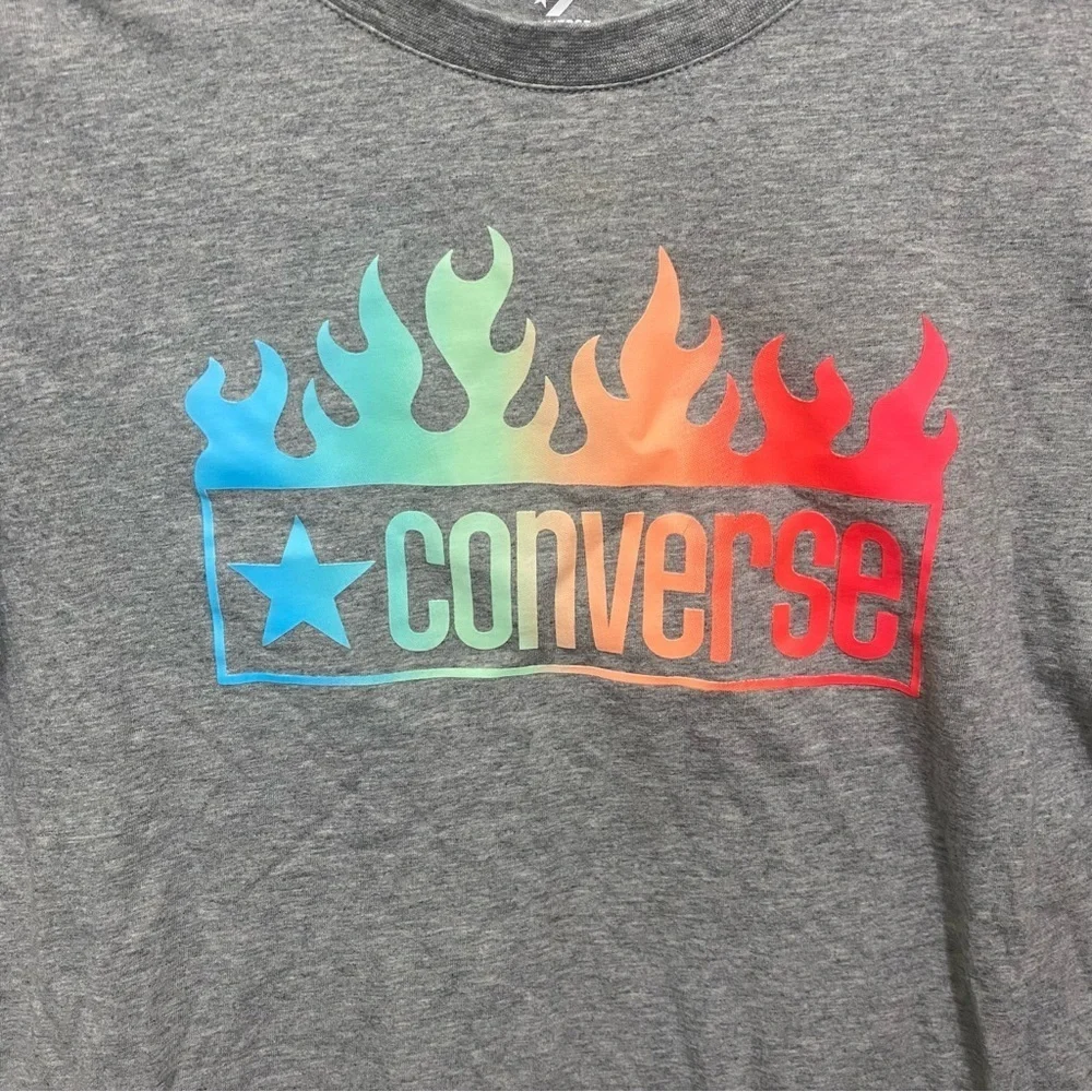 Converse Gray Neon Logo Graphic Short Sleeve T Shirt